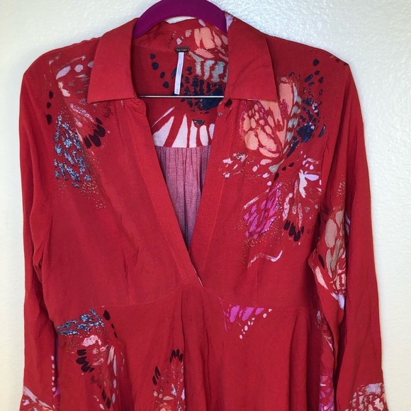 Free people field of butterflies Hi low tunic top size M - Picture 5 of 10